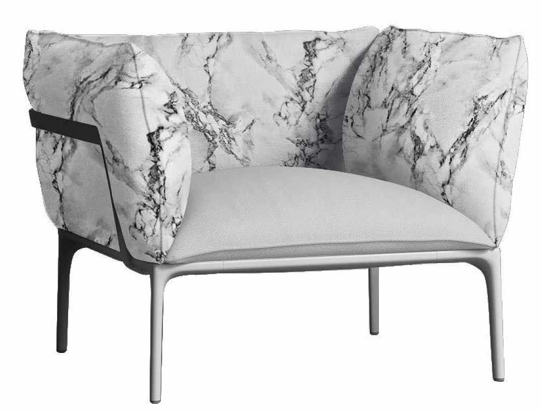 Designer-Sessel mit Polster in SteinOptik Marmor-Grau