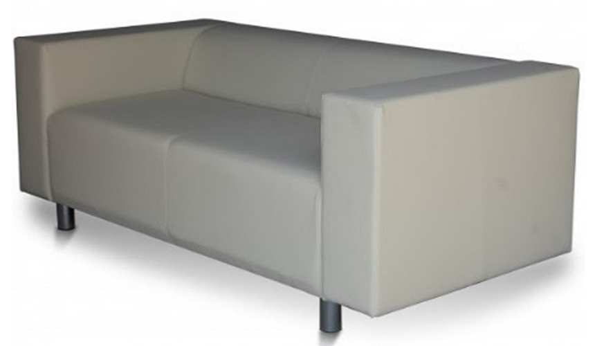 Design-Sofa im Bauhaus-Stil mit Leder in Grau und F��e