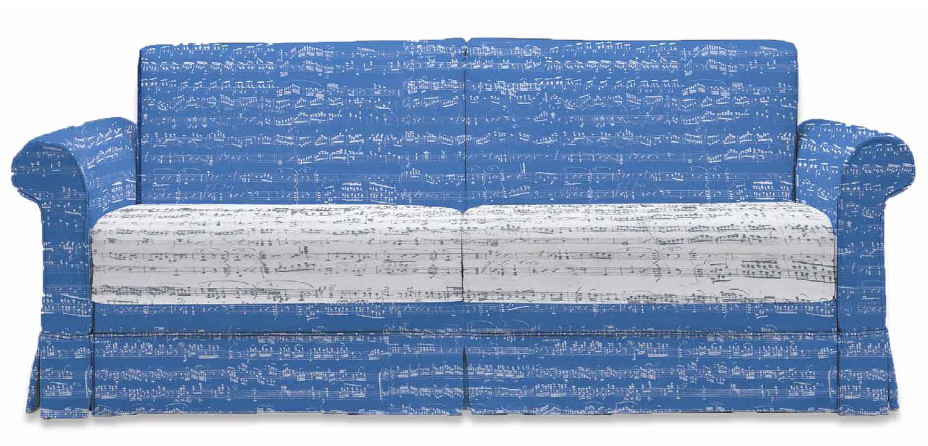 Musiksofa mit Notenblatt-Druck